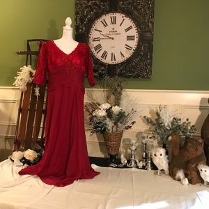 Formal Red evening dress sleeves